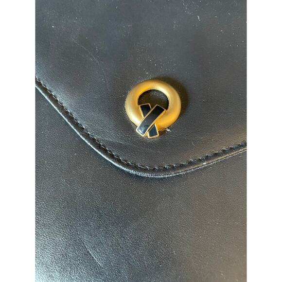 6/$25 Vintage Navy and Gold Faux Leather Convertible Crossbody - Picture 6 of 6